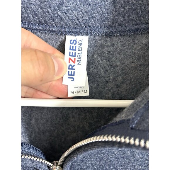 Jerzees Men's 1/4 Zip Pullover Mock Neck Long Sleeve Company Logo Blue M - Picture 4 of 13